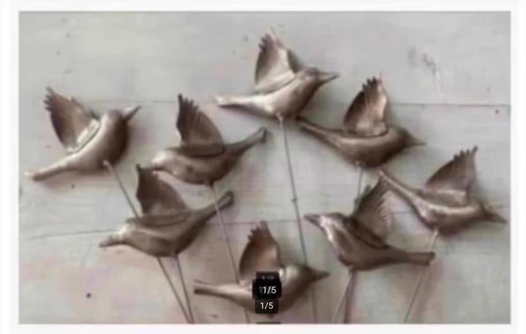 8 x metalen vogels wintertuin op pin, voor buiten tuin, Ophalen of Verzenden, Zo goed als nieuw, X, Metaal