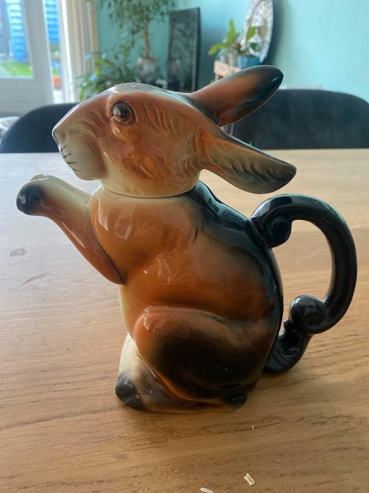Vintage Konijn Theepot - Uniek en Decoratief, Antiek en Kunst, Antiek | Keramiek en Aardewerk, Ophalen of Verzenden