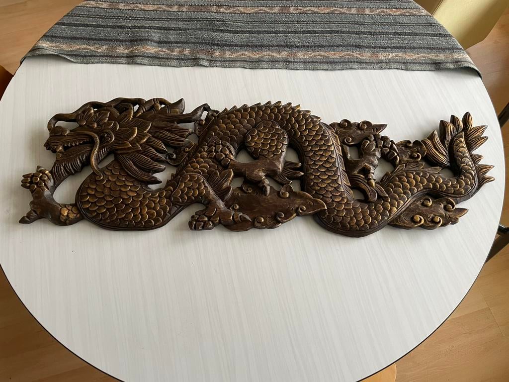 Chinese draak 85x27cm 35 jaar oud, Ophalen of Verzenden