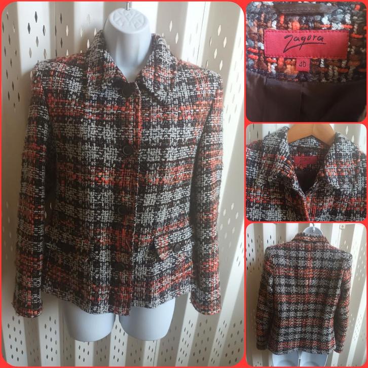 Zagora bruine blazer jasje maat 40 met multicolour print wol, Kleding | Dames, Jassen | Zomer, Gedragen, Maat 38/40 (M), Bruin