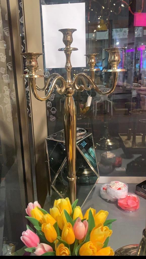 Elegante Gouden Kandelaar - 5-armig, Huis en Inrichting, Woonaccessoires | Kandelaars en Kaarsen, Ophalen, Gebruikt, 50 tot 75 cm