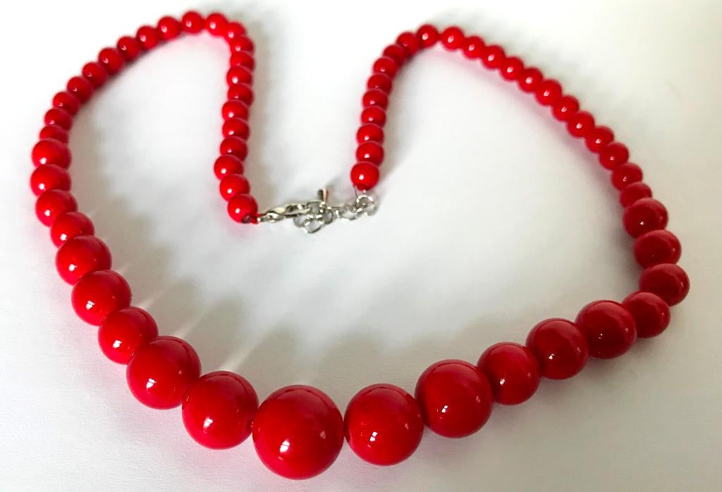 Prachtige rode edelsteen ketting, Sieraden, Tassen en Uiterlijk, Kettingen, Verzenden, Zo goed als nieuw, Steen of Mineraal, Met edelsteen