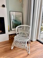 Vintage Witte Rotan Stoel - Brocante / Bohemian Stijl, Huis en Inrichting, Ophalen, Gebruikt, Wit, Riet of Rotan