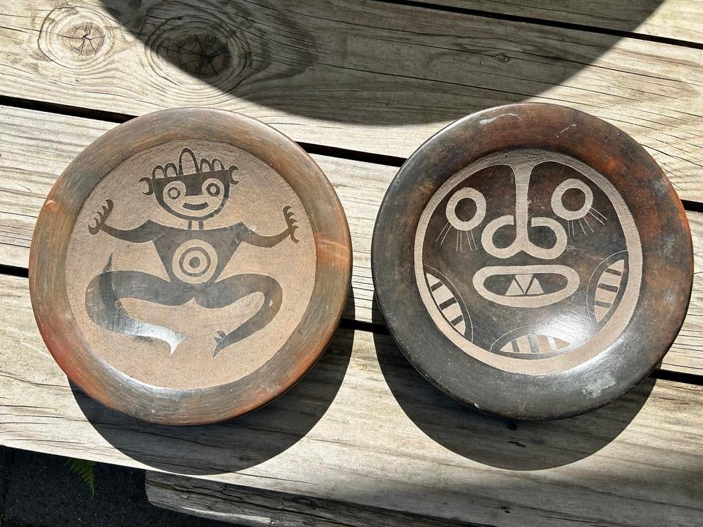 Set van 2 decoratieve sierborden met etnische motieven, Antiek en Kunst, Ophalen