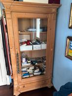 Grenenhouten kast met glazen deur vitrinekast, Ophalen, 25 tot 50 cm, 50 tot 100 cm, Minder dan 100 cm