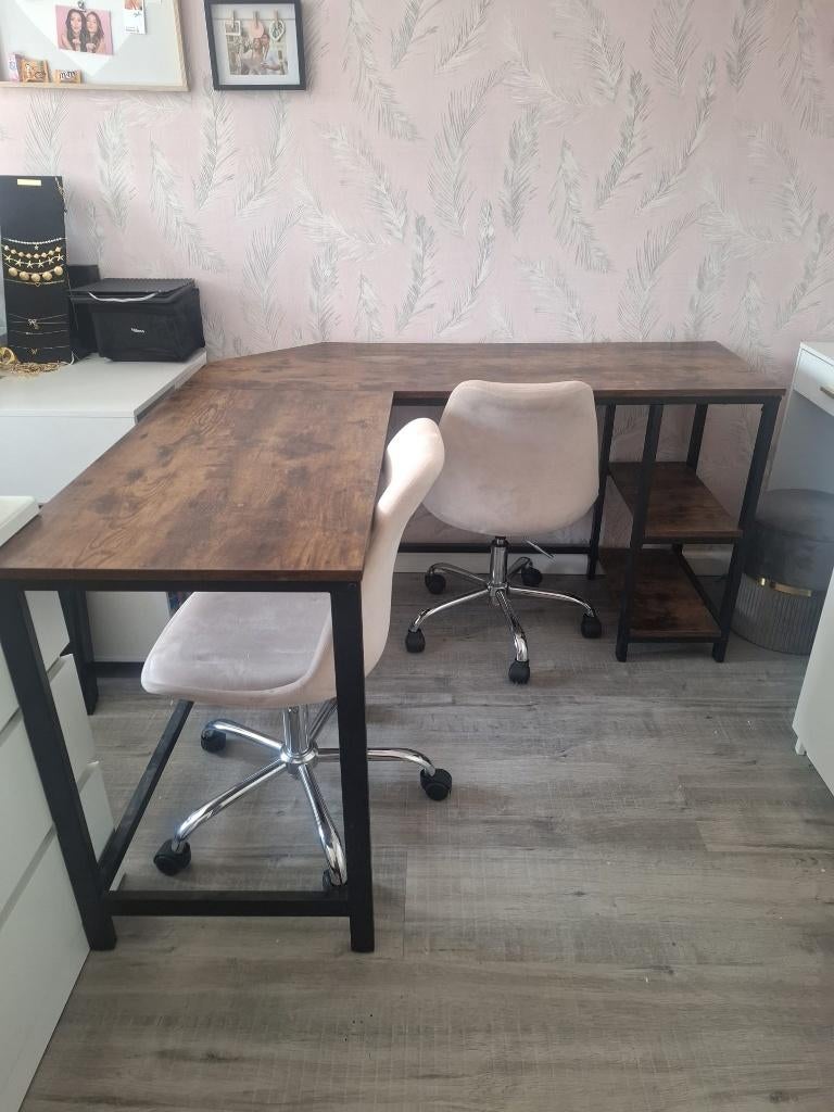 Hoekbureau industrieel (kantoor, gaming, studeerkamer), Ophalen, Demontabel, Hoekbureau, Zo goed als nieuw