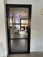 2* Binnendeur MDF/zwart/blank glas, zwart beslag WK 6306, Ophalen, 80 tot 100 cm, Binnendeur, Zo goed als nieuw