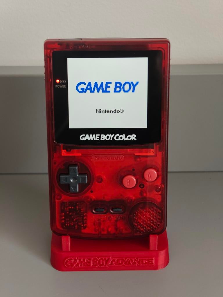 Game Boy Color IPS mod in transparant rood en mario tennis, 1 speler, Ophalen of Verzenden, Zo goed als nieuw, Vanaf 7 jaar