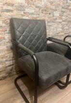 2 x fauteuil twee leren fauteuils antraciet, Ophalen of Verzenden, Zo goed als nieuw, 75 tot 100 cm, 50 tot 75 cm