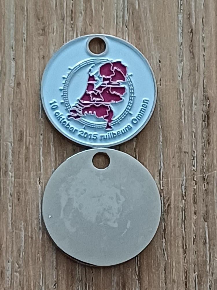 winkelwagenmuntje winkelwagenmunt beurs Ommen 10 okt. 2015, Ophalen of Verzenden