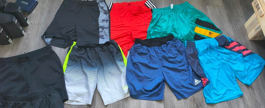 Set Adidas Nike Sportbroeken / korte broeken M / L - 8x, Overige kleuren, Maat 48/50 (M), Ophalen of Verzenden, Gedragen