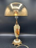 Vintage onyx tafellamp messing – Hollywood Regency stijl, Huis en Inrichting, Ophalen, Gebruikt, Hollywood Regency - Mid Century - Hotel Chic - Frans