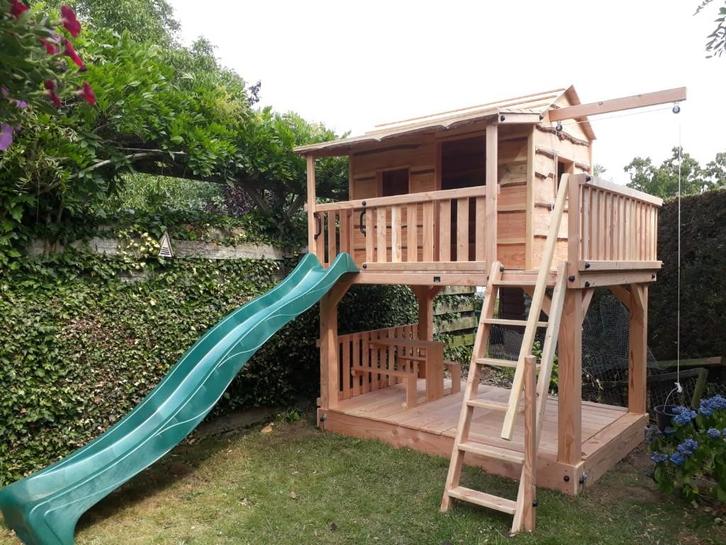 BOOMHUT KASTEEL speeltoren speelhuis klimtoren speeltoestel, Kinderen en Baby's, Speelgoed | Buiten | Speeltoestellen, Nieuw, Brandweerpaal