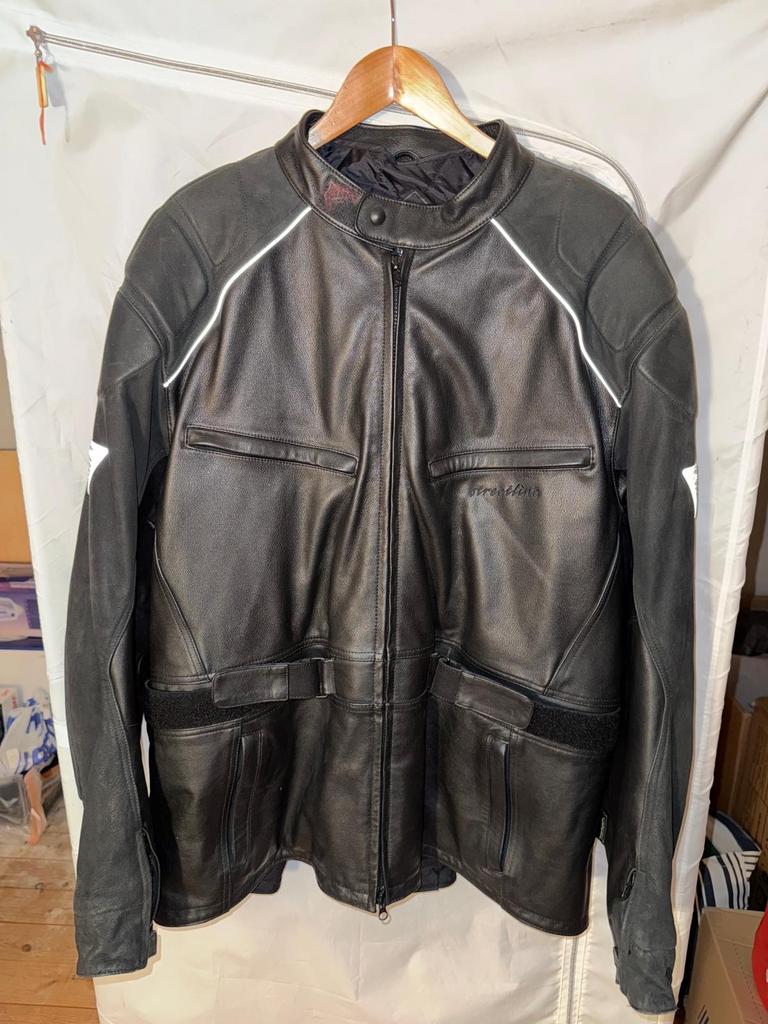 Zwarte leren motorjas - Streetline, Motoren, Ophalen of Verzenden, Tweedehands, Heren, Jas | leer