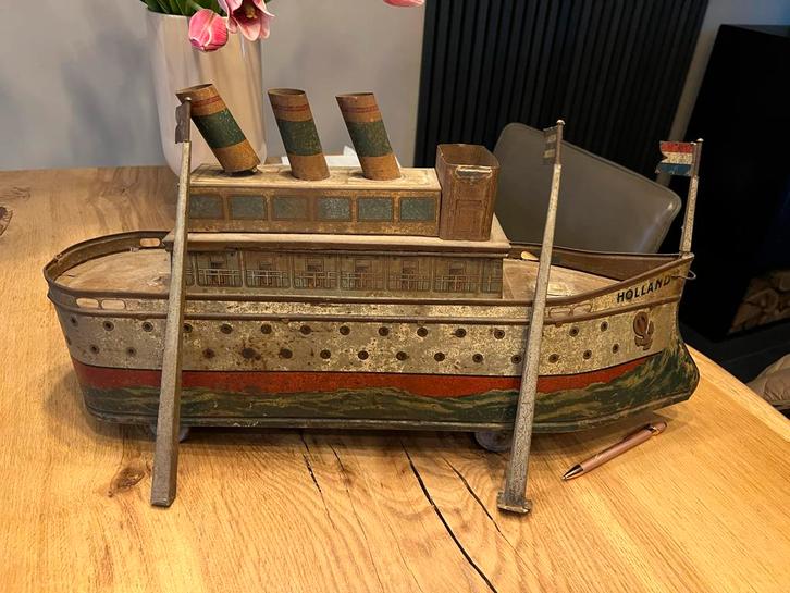 Vintage blikken speelgoedboot 'Holland' Bekkers, Verzamelen, Speelgoed, Gebruikt, Ophalen of Verzenden