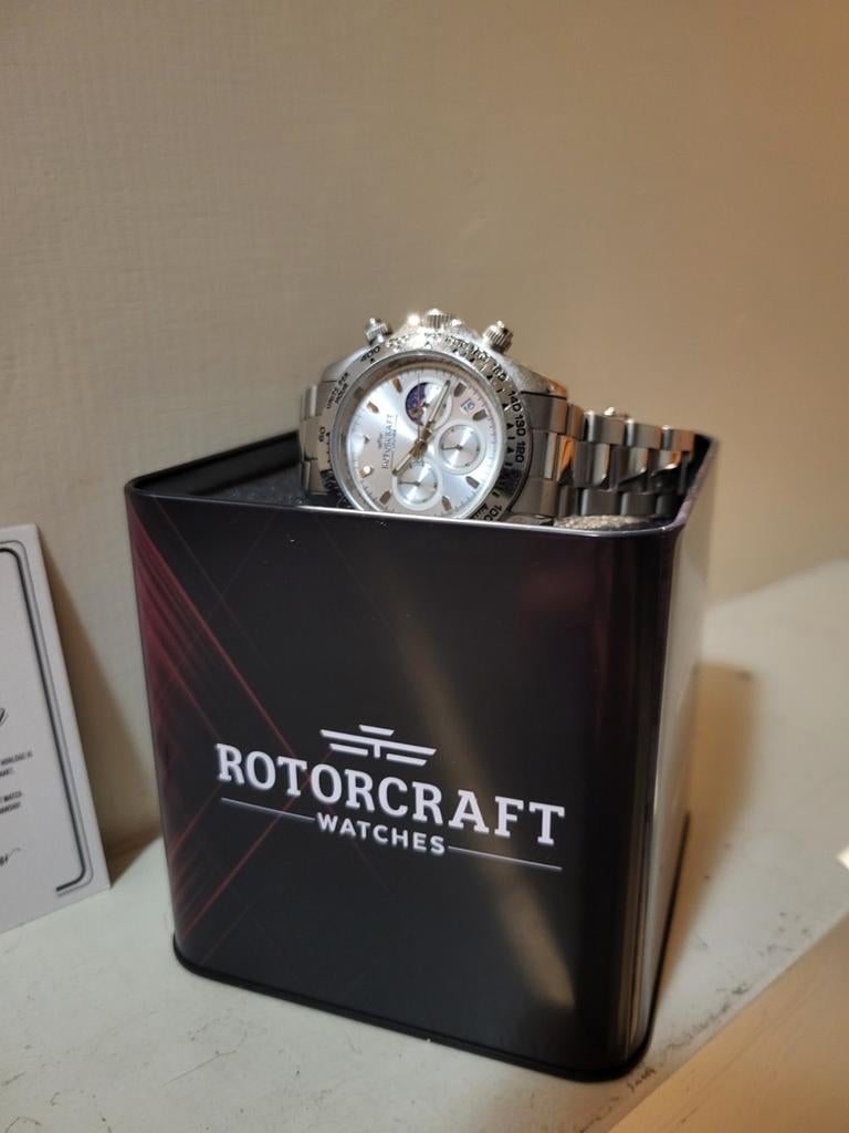 Rotorcraft horloge met certificaat en alle links, Overige merken, Staal, Polshorloge, 1960 of later