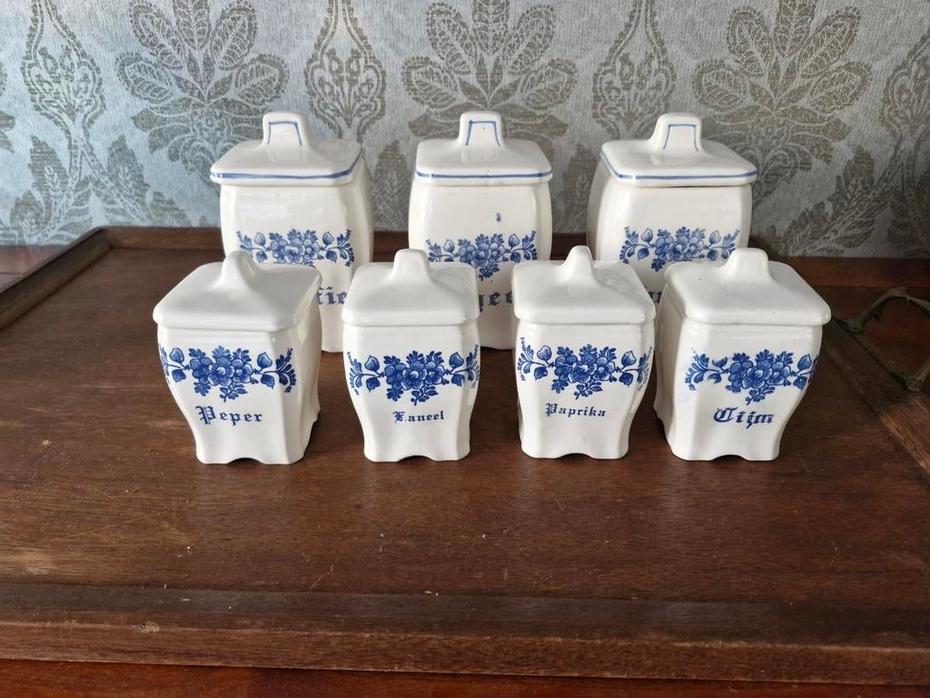 Voorraadpotten, keramiek,  set, blauw/wit, Ophalen, Overige stijlen, Overige typen