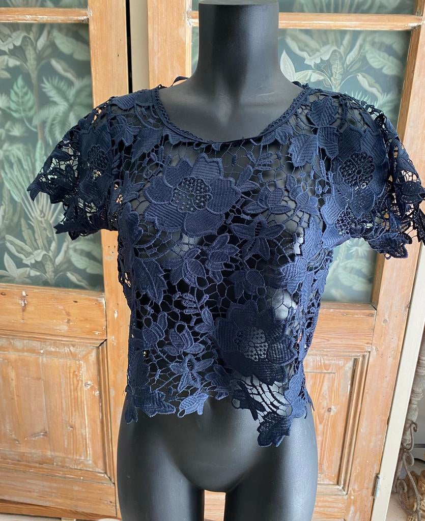 Top met kant xs, Kleding | Dames, Blauw, Ophalen of Verzenden, Zo goed als nieuw, Korte mouw