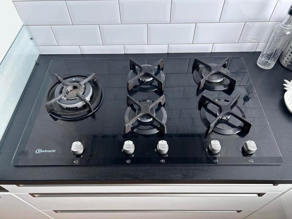Bauknecht Gaskookplaat 5 pits met wokbrander 86x51cm, Ophalen, Gebruikt, Inbouw, Gas