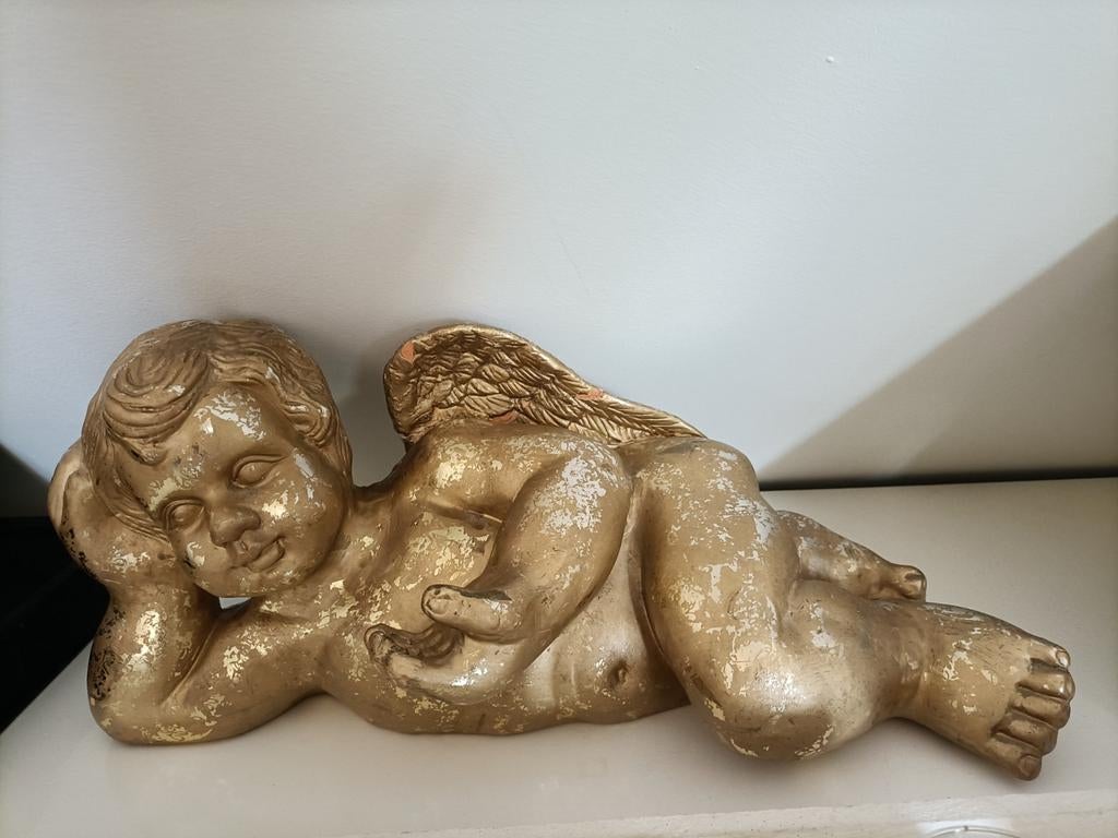 Stenen Engel Beeld - 50cm, Verzamelen, Beelden en Beeldjes, Ophalen, Gebruikt