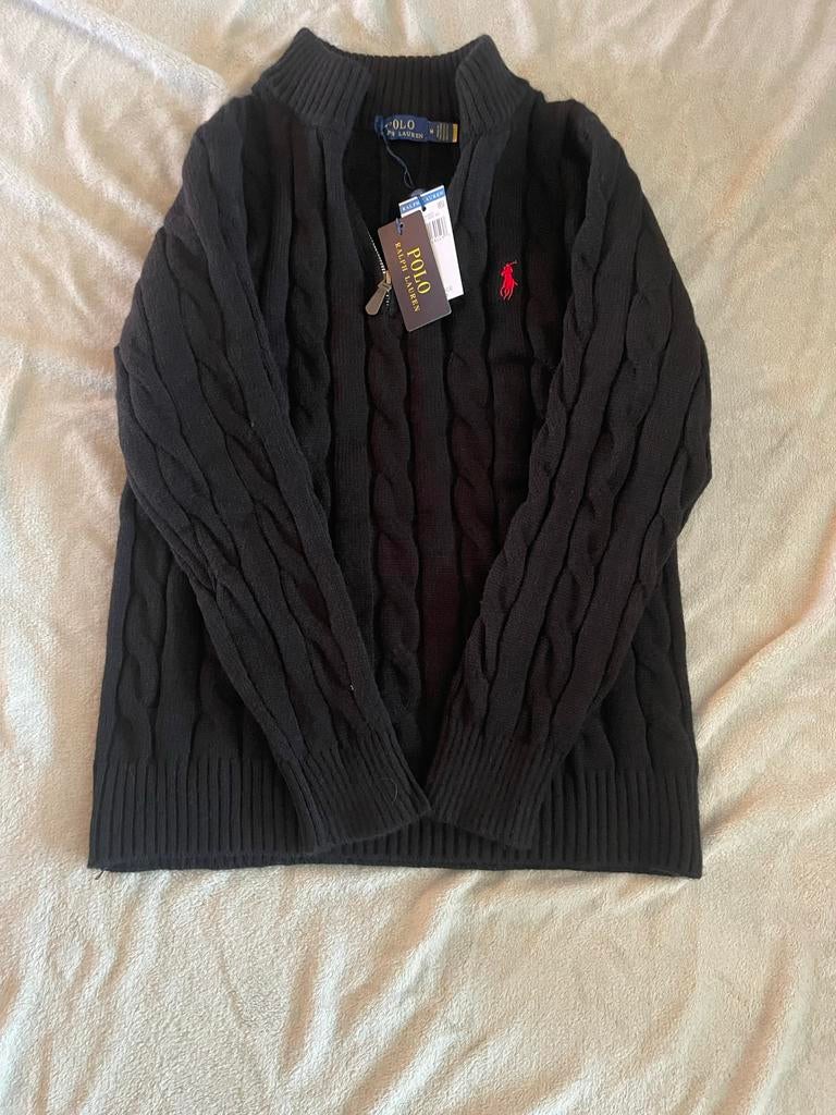 Polo Ralph Lauren trui met rits, zwart, maat M, Ophalen of Verzenden, Nieuw, Maat 48/50 (M), Zwart