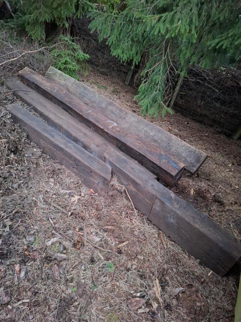 Spoorbielzen 4x2.50m en 2x1.30m, Ophalen, 25 cm of meer, Biels, Hout