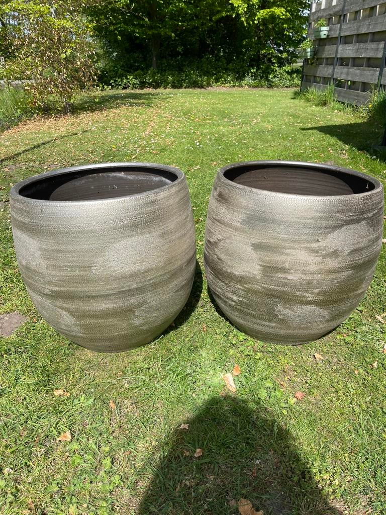 Grote gouden potten, Tuin en Terras, Bloempotten, Ophalen, Rond, Zo goed als nieuw, Minder dan 25 cm