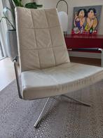 Mooie roomwit leren Harvink fauteuil, Huis en Inrichting, Fauteuils, Ophalen, 75 tot 100 cm, Zo goed als nieuw, 75 tot 100 cm