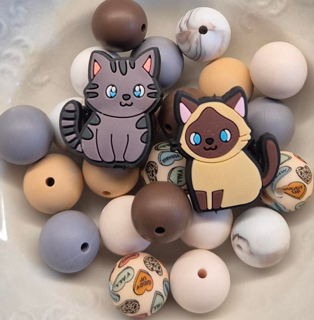Set Silicone kralen POESJE 1  25 stuks, Hobby en Vrije tijd, Ophalen of Verzenden, Nieuw, Kraal