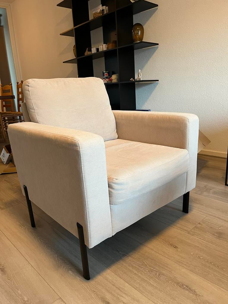 Sweeek 1-zits fauteuil beige - Zo goed als nieuw, Ophalen, Zo goed als nieuw, Stof