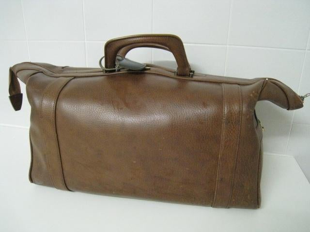 Lederen reistas met zijvak, bruin, perfekte staat, 40 tot 60 cm, 30 cm of meer, Bruin, Ophalen of Verzenden