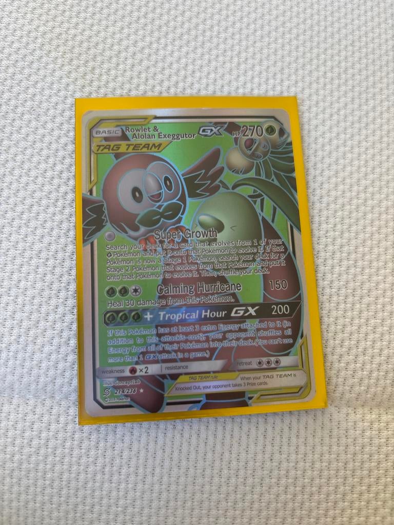 Rowlet & Alolan Exeggutor GX Pokémon Kaart (214/236), Ophalen of Verzenden, Zo goed als nieuw, Losse kaart