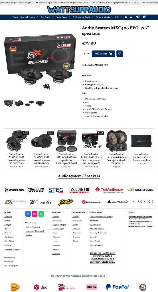 Audio System MXC406 EVO 4x6'' Speakers Ovaal, Auto diversen, Autospeakers, Info@optimount.nl, Nieuw, Ophalen of Verzenden, Anholtseweg 48A 7091 HB DINXPERLO