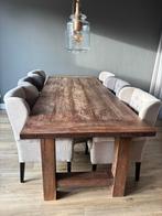 Stevige Kloostertafel (260x100x80cm) met 6 eetkamerstoelen, Ophalen, Gebruikt, 100 tot 150 cm, 200 cm of meer