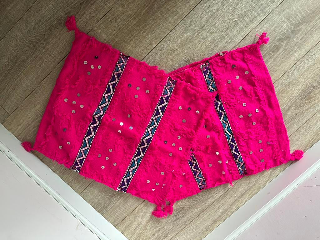 Twee Marokkaanse kussens roze met pailletten, Ophalen of Verzenden, Gebruikt, Roze, Vierkant