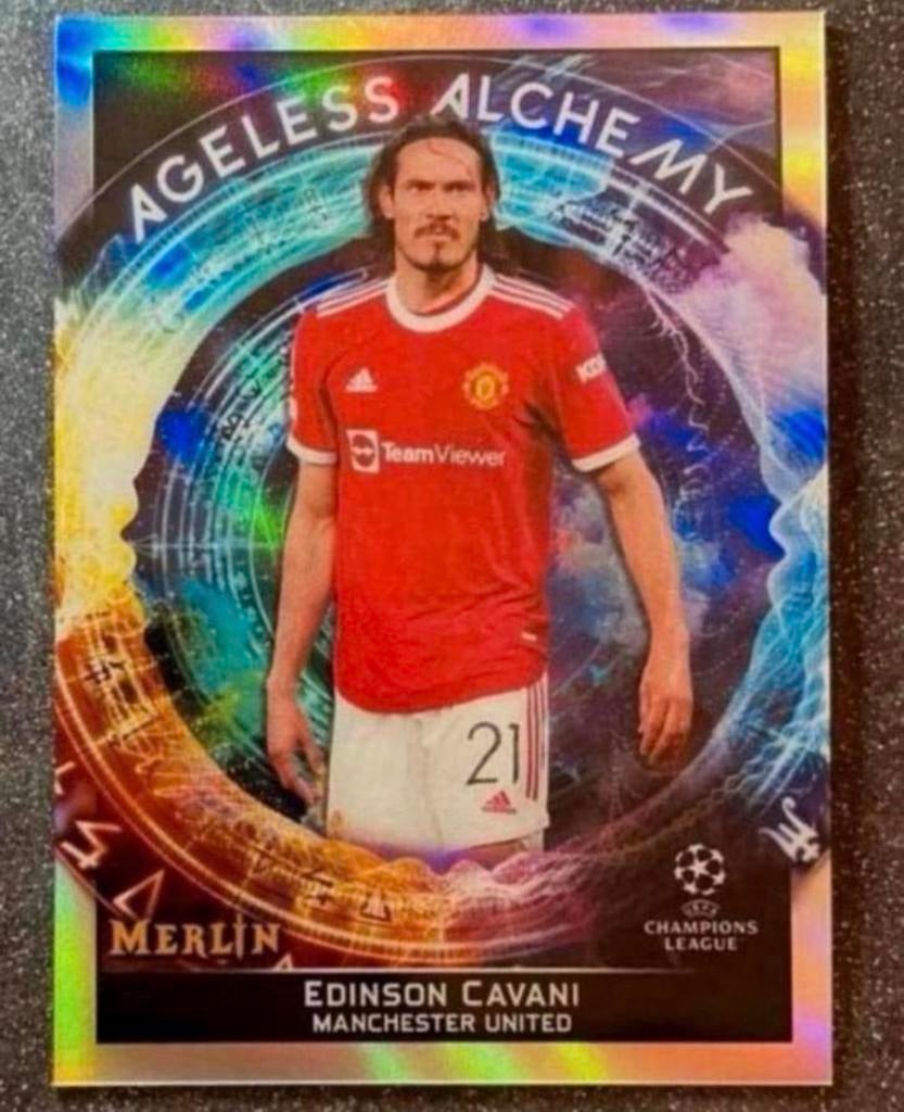 Topps Merlin CHROME 2022  AGELESS ALCHEMY  CAVANI MAN UNITED, Verzenden, Zo goed als nieuw, Plaatje