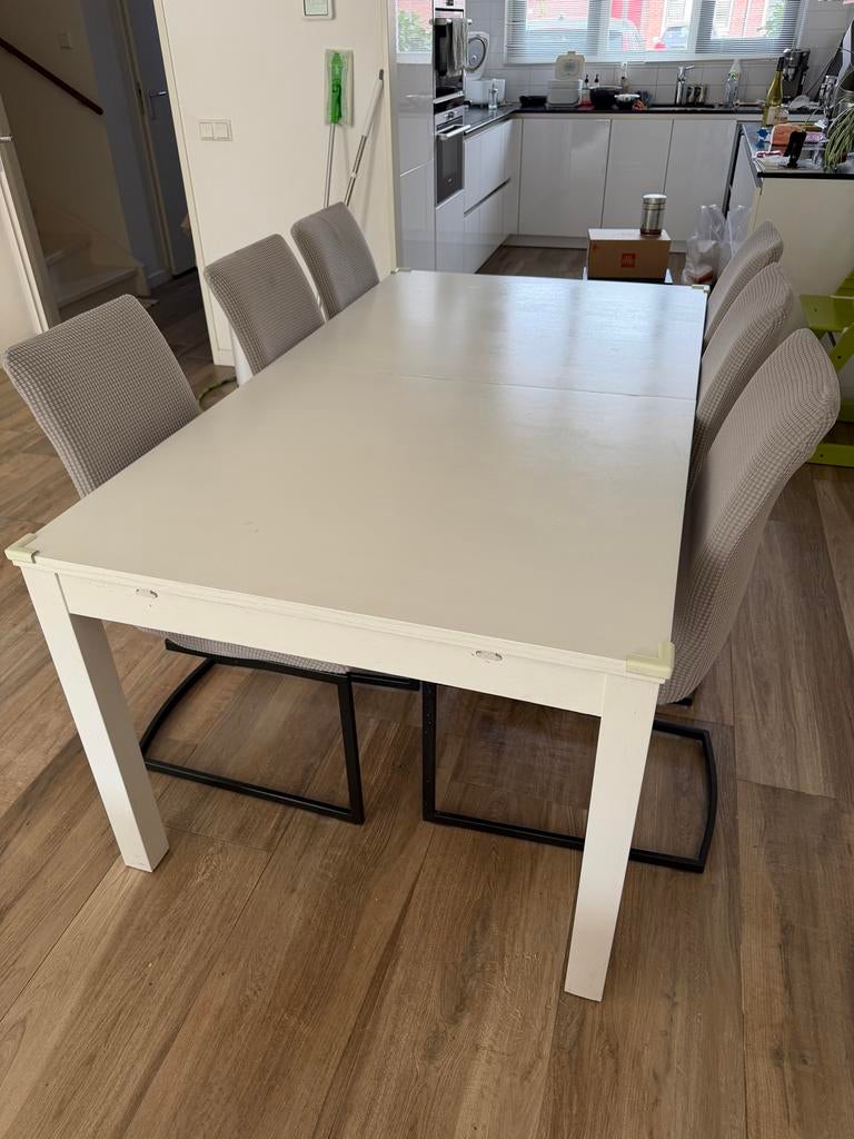 IKEA BJURSTA Eettafel met 6 eetkamerstoelen, Ophalen, Overige materialen, Gebruikt, 50 tot 100 cm