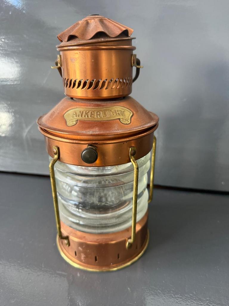 Vintage Koperen Ankerlicht Scheepslamp - Voor kaarslicht, Ophalen of Verzenden