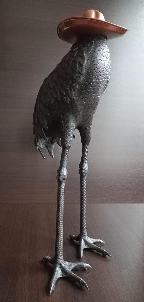 Bronzen beeld ,Bronze Crane Bird Sculptures , Brons Art deco, Ophalen of Verzenden, Brons