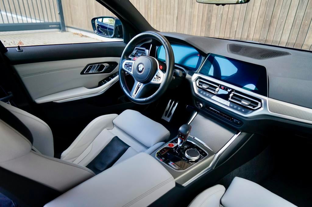 BMW M3 COMPETITION G80 TANZANITE BLAUW SCHADEVRIJ NIEUWSTAAT, Automaat, Achterwielaandrijving, Euro 6, Blauw