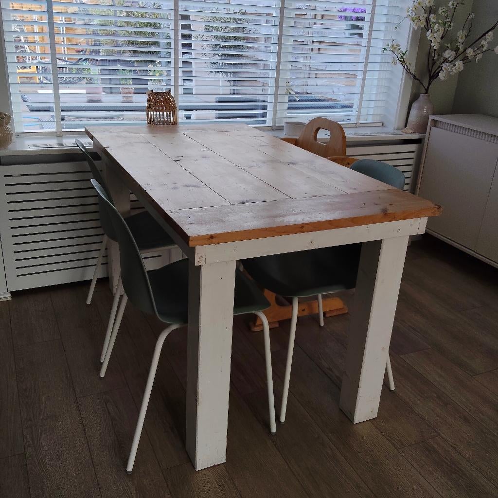 Eettafel blank hout, Ophalen, Gebruikt, 100 tot 150 cm, 50 tot 100 cm