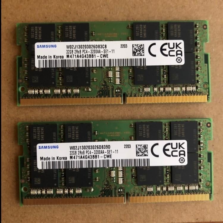 Samsung 64GB (2x32GB) DDR4 SODIMM RAM 3200MHz, DDR4, Ophalen of Verzenden, Zo goed als nieuw, 3200MHz