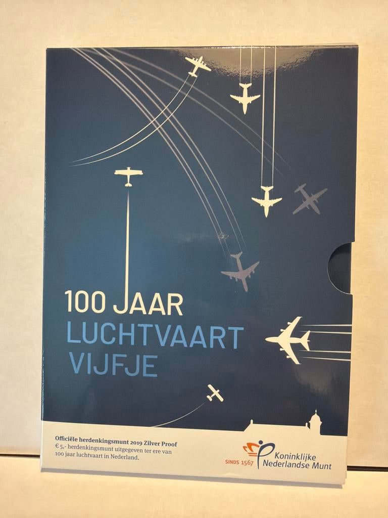 100 Jaar Luchtvaart 5 Euro Zilver Proof 2019, Koningin Beatrix, Zilver, Euro's, Ophalen of Verzenden