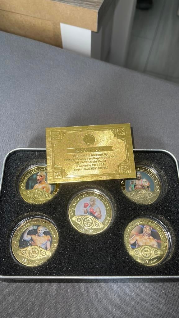 Mike Tyson gold plated verzamelings munten, Ophalen of Verzenden, Goud