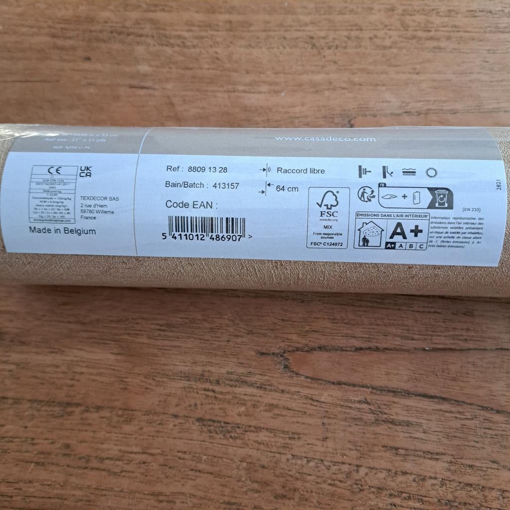 Nieuwe rol Casadeco vinylbehang goud, Ophalen of Verzenden