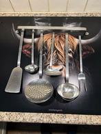 Vintage sola lepelrek  van 6 stuks met ophangrek, Ophalen of Verzenden, Gebruikt, Rvs of Chroom, Bestekset