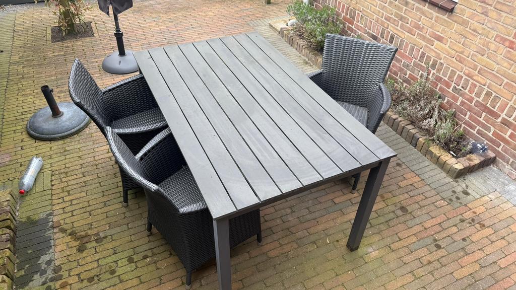 Tuinset florabest, Kunststof, Gebruikt, Eettafel, 3 zitplaatsen