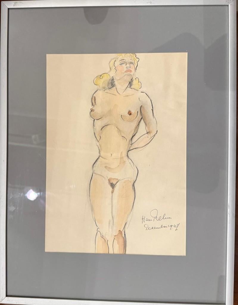 Han Rehm  Vrouwelijk Naakt  Aquarel, Ophalen