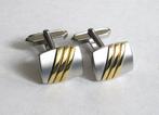 Stijlvolle zilver-gold strippen design manchetknopen, nieuw., Ophalen of Verzenden, Nieuw, Overige materialen