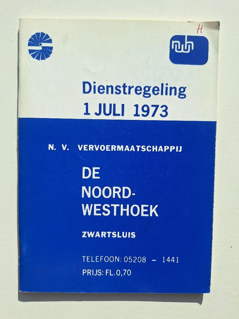 DE NOORD-WESTHOEK DIENSTREGELING INGAANDE - 1 JULI 1973, Verzamelen, Spoorwegen en Tramwegen, Ophalen of Verzenden, Gebruikt, Bus of Metro